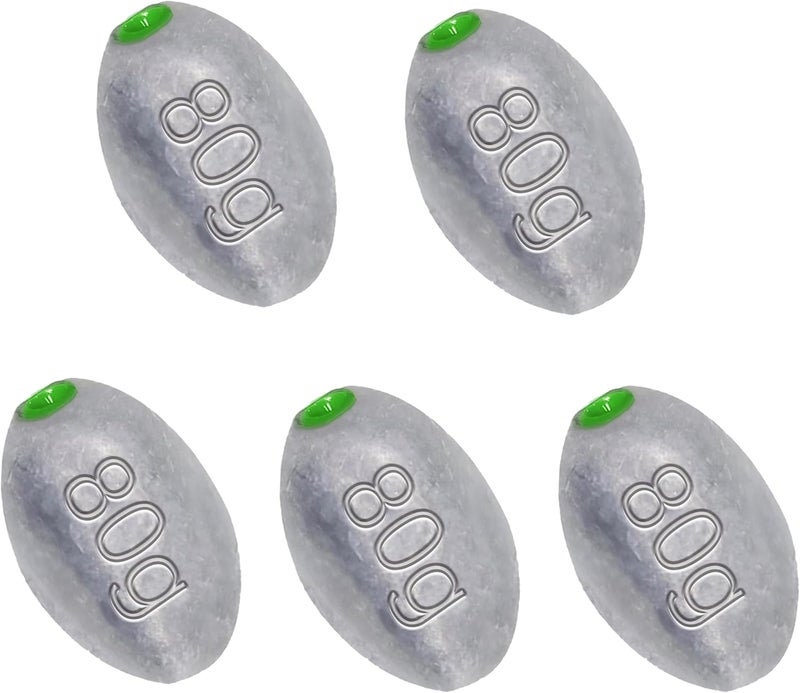 TKHDBF Egg Sinkers Bullet Fishing Weights Oval Shaped with Plastic Core Slip Sinkers for Catfish Fishing Casting Saltwater and Freshwater 1/5oz to 2oz - Image 1